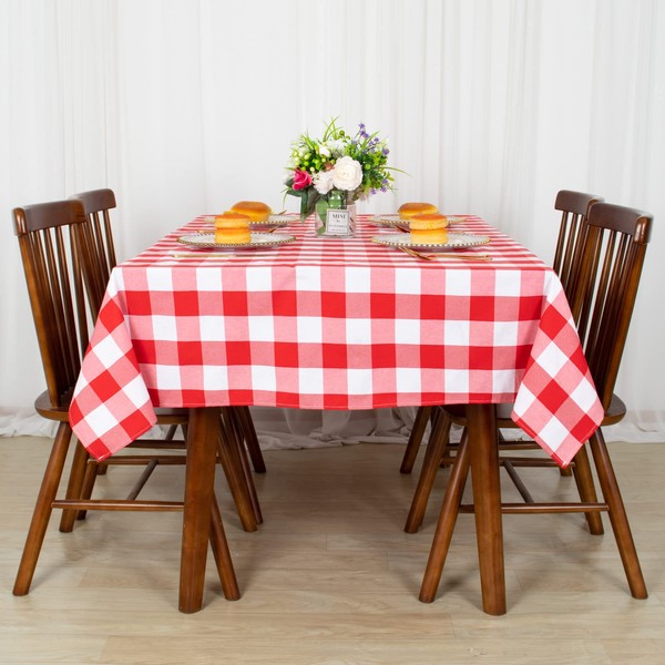 ShinyBeauty Red and White Plaid Square Tablecloth 54 x 54