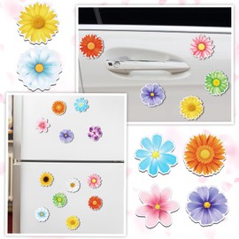 Xuhal 24 Pieces Flower Magnets Magnetic Flowers Seasonal Daisy Sunflower Magnet Decals Removable Colorful Magnets for Fridge Car