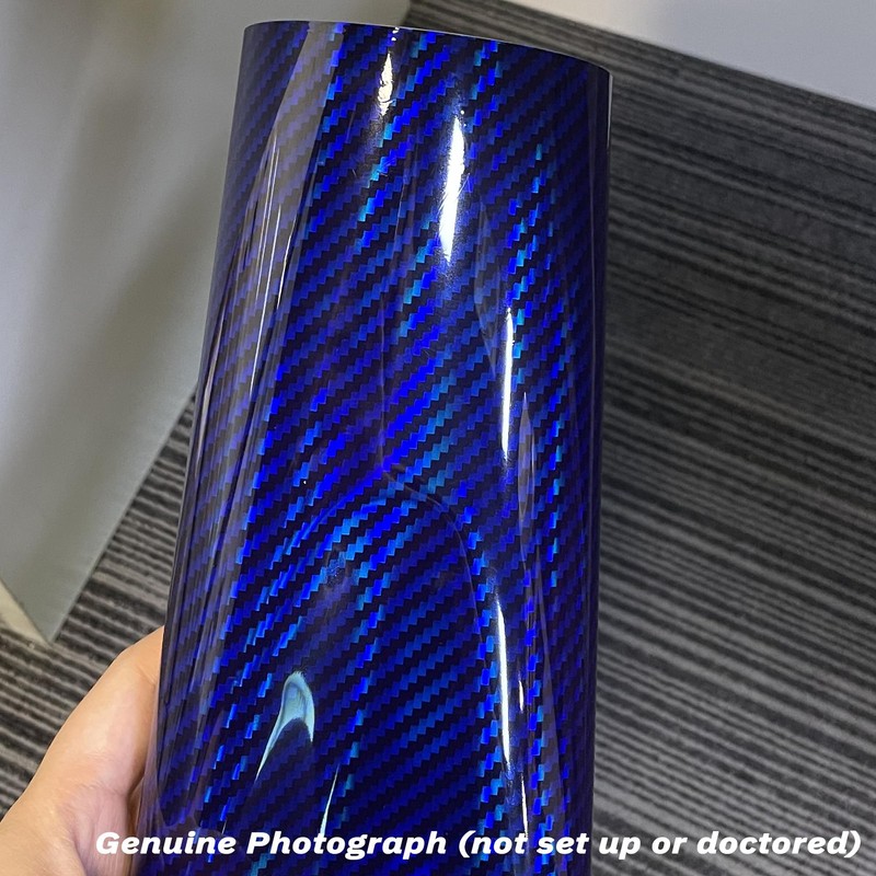 Lypumso 2D Holographic Carbon Fiber Vinyl Wrap, High Gloss Blue