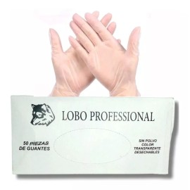 Lobo Caja Guantes 50pz Vinil Transparentes Talla Grande