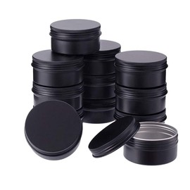 QQRR Empty Tins Pack of 12 Travel Cream Tin Round Cream Container with Screw Lid for Shop Creams, Ointments, Balms, Herbs, Nail Art (Black)