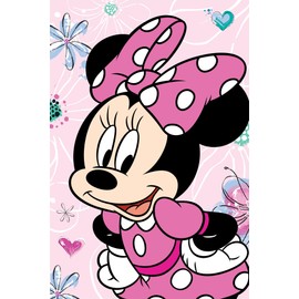 Minnie Mouse Flowers Microflannel Blanket for Kids - Super Soft & Comfy Naptime Blanket - Cozy Blanket for Bed, Couch, Chair & Baby Bed - Plush Baby Blanket for Children, Boys, Girls, Toddlers