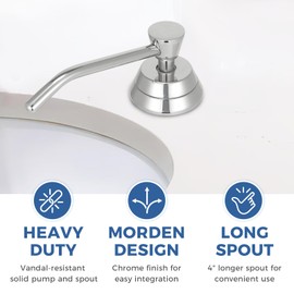 Stardrix Heavy Duty Brass Countertop Liquid Soap Dispenser, Commercial Grade Top Fill Built-in Soap Dispenser with 34 oz/ 1L Bottle for Bathroom, Kitchen, Public Restroom, Chrome Finish, 4” Spout