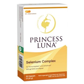PRINCESS LUNA® Selenium Complex, for Immune System and Cell Protection, 200 μg Selenium per Capsule, 30 Capsules, Dietary Supplement with Vitamins, Selenium and Broccoli Extract