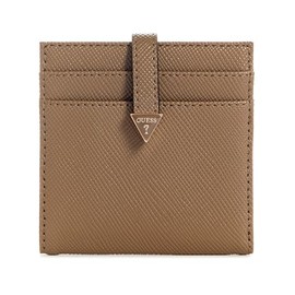 GUESS Women's Laurel Tab Card Case Wallet, Dark Taupe, One Size