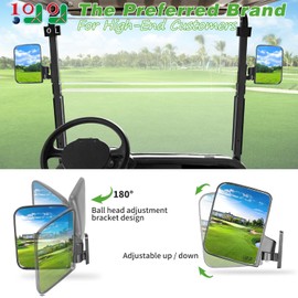 10L0L Universal Golf Cart Side Mirrors - Golf Cart Mirrors No-drilling Required For Yamaha EZGO TXT RXV Club Car DS Precedent - Folding Side Rear View Mirror HD Glass