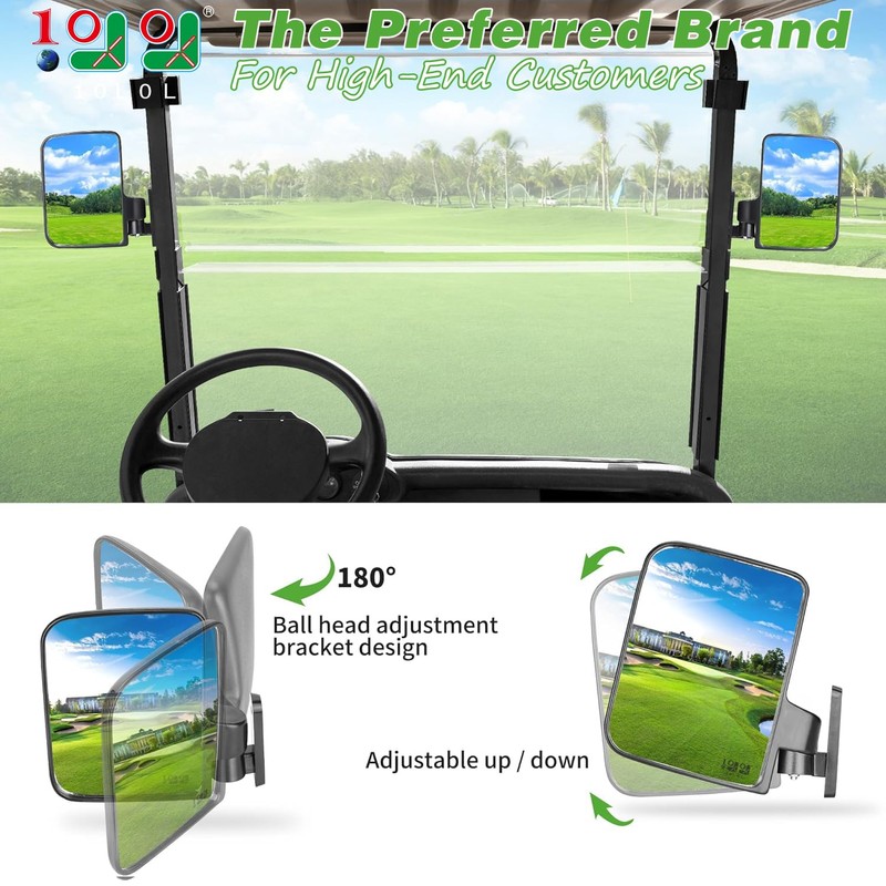 10L0L Universal Golf Cart Side Mirrors - Golf Cart Mirrors