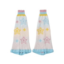 SmilePunk kawaii Winter Leg Warmers Knitted Cute Subculture Half Sleeve Foot Leg Warm Socks Cycling Christmas Gift Women (Candy color)