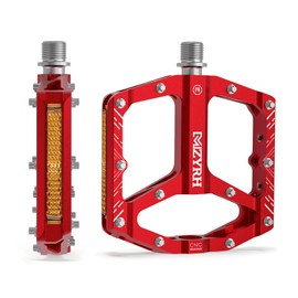 MZYRH Mountain Bike Pedals MTB Pedals,9/16" Non-Slip Lightweight Aluminum Alloy Bicycle Pedals for Road Mountain BMX MTB (Red Pedal)