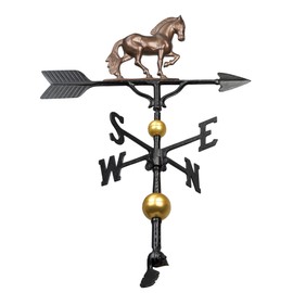 Montague Metal Products - Aluminum Deluxe 3D Horse Weathervane - Wind Vane Roof Metal Decor - Mount Included (4 to Choose from) - Hand Cast Aluminum (Oil Rubbed Black)