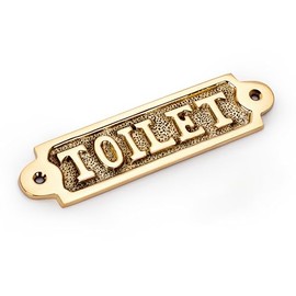 NKlaus Toilet Door Sign Brass Gold Toilet Sign 14 x 4 cm Toilet Decoration Signs 11762