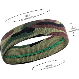 Camo Headband/Wrist Band Set - Camouflage Sweatbands for Basketball, Tennis, Working Out, Gym - Colour: Camo Blue