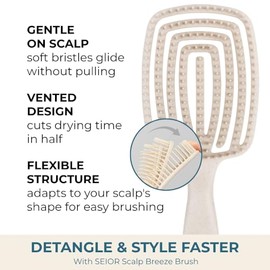 SEIOR Cepillo Scalp Breeze | Cepillo Flexible Y Ventilado Para Desenredar El Cabello Húmedo Y Seco | Masaje Suave Del Cuero Cabelludo | Diseño Con Men