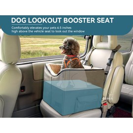 Petsfit Dog Booster Seat for Small Dogs, Dog Car Seat with Safety Leash, Suitable for Cars, Trucks, and SUVs (Small, Brown)