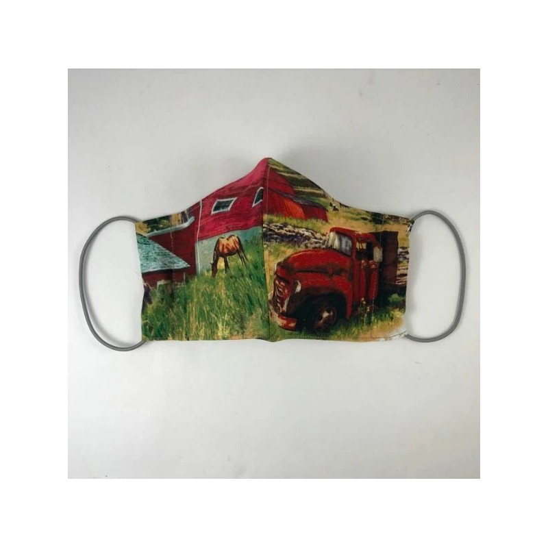 Country Barn Face Mask - Red / Multi - Double