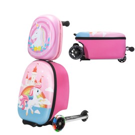 VLIVE Scooter Suitcase, Kid Carry on Luggage Scooter, Children Ride on Luggage for Girls, Luggage for Kids (Unicorn)
