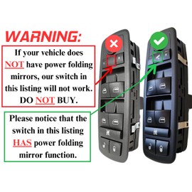 SWITCHDOCTOR Window Master Switch for 2008-2011 Dodge Grand Caravan, Town & Country; 2008-2009 Jeep Liberty; 2009 Nitro; 2010 Journey; 2012 Ram (Power Folding Mirrors, Van, SUV)