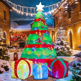 Bow Christmas Tree Inflatables 7 FT with Built-in LEDs for Outdoor Decorations Ornaments christmas  2024 - Color: 7FT(A)Christmas tree