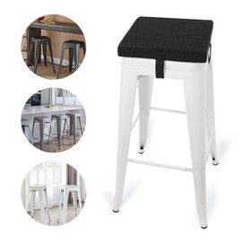 Tromlycs Bar Stool Cushion Square 12x12 Chair Seat Cushion Set of 4 Textured Barstool Pad with Ties 12 inch Black