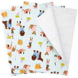 The Gift Wrap Company 58-191805 Hipper Dog Flat Gift Wrapping Paper Sheet Set, 30" x 23", Multicolor, 3 Pieces