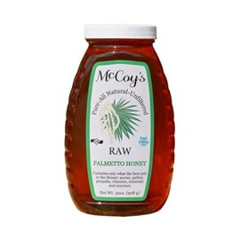Raw Honey - Pure All Natural Unfiltered & Unpasteurized - McCoy's Honey Florida Palmetto Honey Jar 32oz