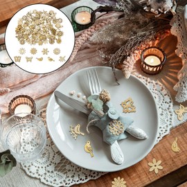 WELANE Christmas Wood Ornaments, 100 PCS Mini Unfinished Wooden Flower Butterfly Bird Pendants for DIY Crafts, Christmas Party Decorations (About 3cm/1.1in, Bulk)