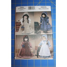 Vogue #7564 Doll Coll Pattern Linda Carr 4 Dress Styles 18" Doll Prairie Cloths