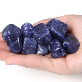 Blue Solidate Tumbled Polished Natural Healing Crystals Stones Bulk Stones Crystal for Energy Reiki Tumbling Cabbing Balancing Decoration Gemstones Crystal Healing Meditation Therapy Gift 100g