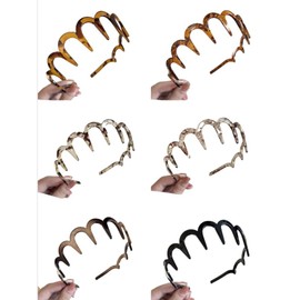 Zig Zag Headbands, 6 Piece Wavy Hair Comb Shark Tooth Headbands,Zigzag Shark Tooth Headbands Comb,Wavy Zigzag Plastic Hair Hoops,Plastic Zig Zag Headbands with Teeth for Women or Girls