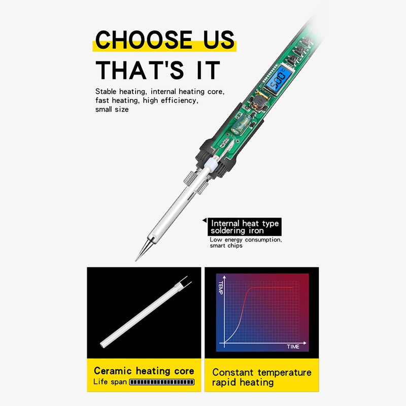 Soldering Iron Digital Display Electronic Soldering Iron Portable Adjustable Temperature