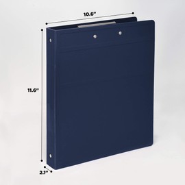 Carstens Heavy Duty Book Style Clipboard with Cover, 2 Clips – Navy Blue