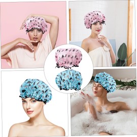Beavorty 2pcs Shower Cap Cap Makeup Shower Cap Cap Bath Hat Double Layer Shower Cap Bath Cap for Hair Shower Caps Reusable Shower Hat Hair Shower Cap Pvc Blue