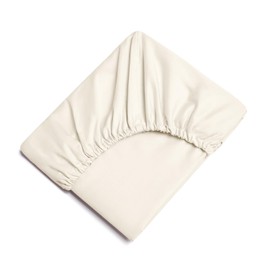 Oxford Homeware Cream Double Fitted Sheet -100% Brushed Microfibre 1800 Easy Care 25 cm Deep Double Bed Sheets - Shrinkage and Fade Resistance