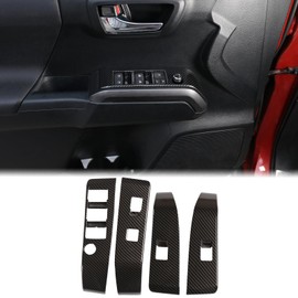 Aunginsy Car Door Window Glass Lift Button Panel Trim Cover Compatible with Toyota Tacoma 2016-2023 Front and Rear 4Pcs Doors Armrest Window Control Power Switch Decorative Frame Sticker Accessories