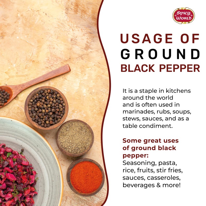 Ground Black Pepper Powder 14 Ounce Bag - Table Grind