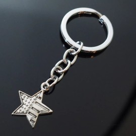 Cute American Flag Star Shaped USA Silver Pendant Charm Keychain Key Chain Gift