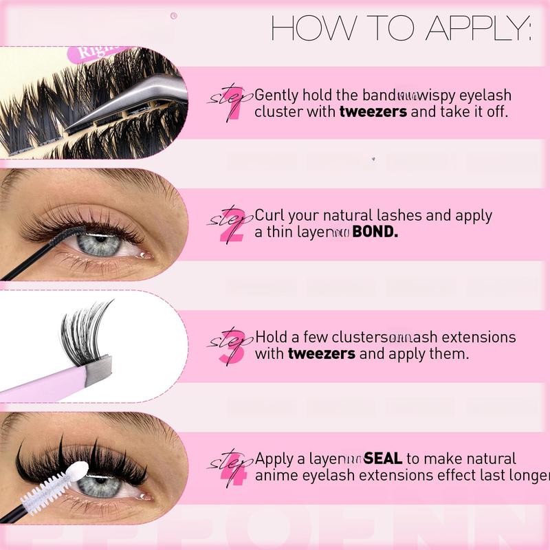 Spikes Lash Clusters Volume Eyelash With Cat Eye Lashes Bottom+upper