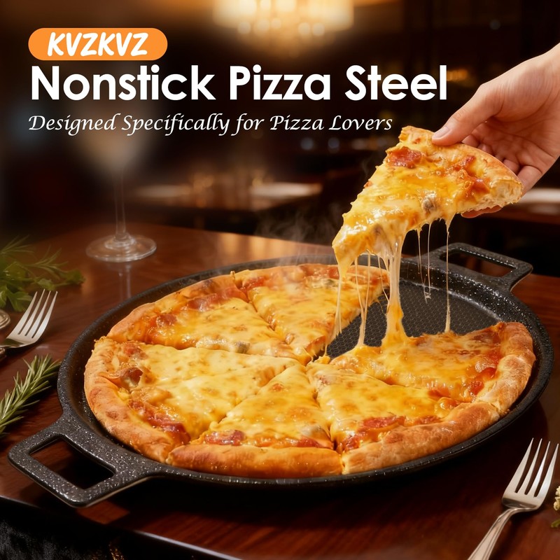 16" Laser-etched Nonstick Pizza Steel, 3-Layer Hybrid Steel Pizza Pan