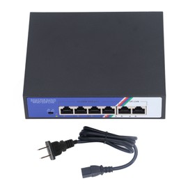6 Port PoE Switch 1.2Gbps Ethernet Switch Unmanaged Plug and Play Metal Shell Network Switch 100‑240V US Plug