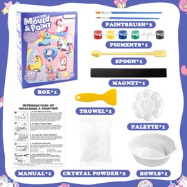 TOPJOWGA Unicorn Plaster Casting Set, Craft Set, Painting Set, Plaster Toy, Plaster Figures for Casting and Painting, Unicorn Plaster Craft Set, Painting Set for Children, Crafts, Educational,