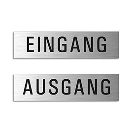 Door Signs I Set of 2 I L Aluminium Stainless Steel Look I 'Input and Output L 160 x 40 mm L Number 28007 S