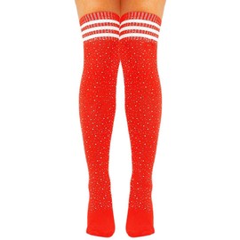 AROOMVE Over Knee Socks Women's Sparkle Rhinestone Stocking High Boot Socks
