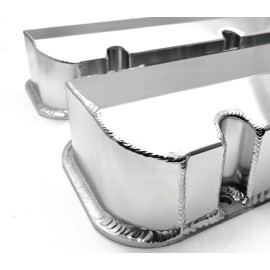 HotRodChrome 1965-95 BB Chevy Valve Covers Fabricated Aluminum Tall BBC 396-502 V8 POLISHED