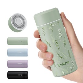 Exllena 【Upgrade Version】Mini Thermos Flask 250 ml with Stainless Steel Lid, Drinking Bottle Small Double-Walled Vacuum