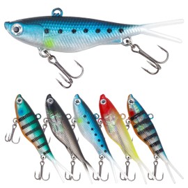 Soft Fishing Lures, 5pcs Pre-Rigged Jig Head Soft Lures VIB Swimbait with Treble Hooks Fishing Lures for Saltwater Freshwater Bass Trout Crappie Pike Walleye