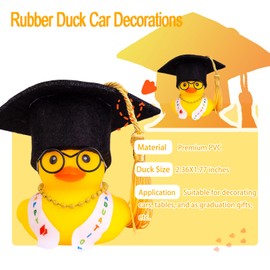 CoFuBcad - Decoración para tablero de instrumentos de coche de pato de graduación, adorno de goma con mini sombrero de graduación (2 pulgadas, H9)