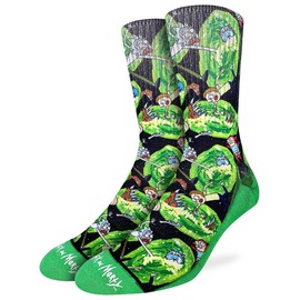 Good Luck Sock Men's Rick and Morty, Portals Socks, Adult, Shoe Size 8-13