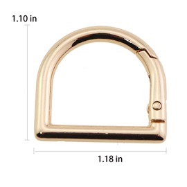 ZHYOHEN 8PCS Gold D Shape Opening Spring Buckle 1 Inch D Buckle Shoulder Strap Buckle Movable Opening Half Round Buckle Ring for Wallet Basket Handbag Backpack Strap Belt Keychain