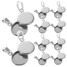 Milisten 20 Pieces Pendant Trays Kit Round Bezel Blanks Trays Pendant Cabochon Settings for DIY Crafts Photo Jewellery Making Silver 14 mm