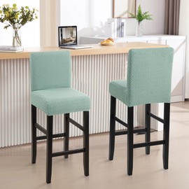 YISUN Waterproof Bar Stool Covers, Stretch Pub Stool Chair Cover Removable Washable Counter Stool Covers Bar Stool Slipcovers for Kitchen, Pub, Dining Room (2 Pack, Green)